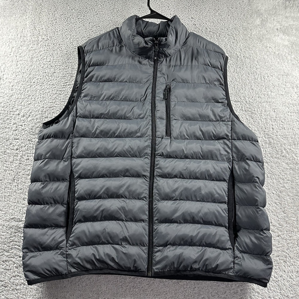 32 Degrees Bubble Puffer Vest Mens XL Gray Full Zip Lightweight Packable